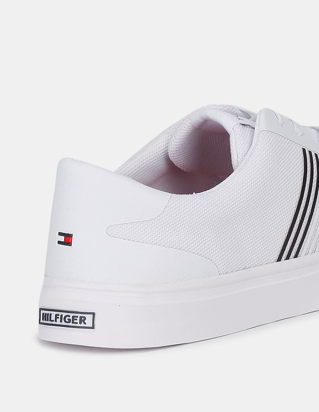 Buy Tommy Hilfiger Men White Lightweight Stripes Knit Sneakers - NNNOW.com