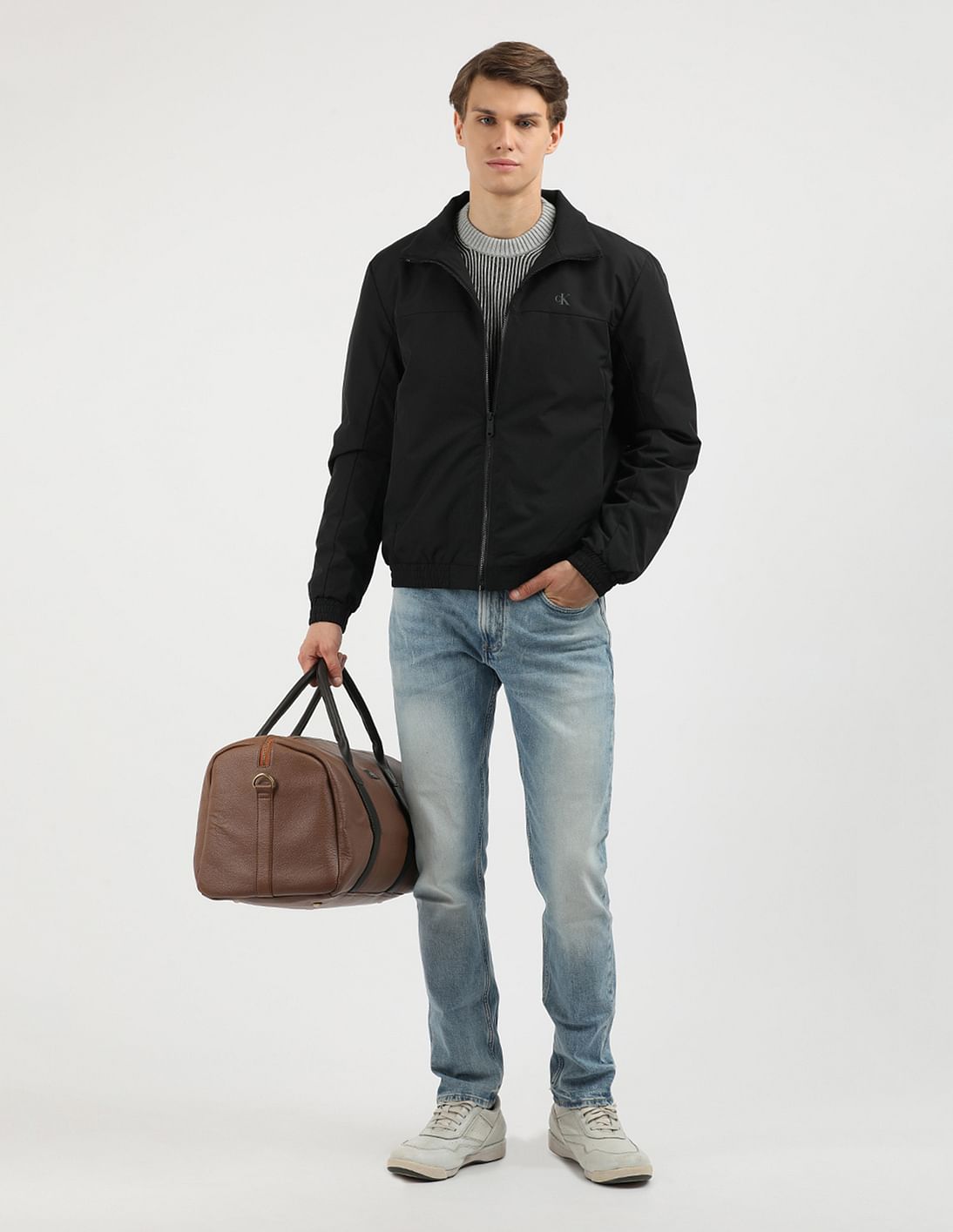 Calvin Klein Jeans Nylon cropped jacket Soft Tech black