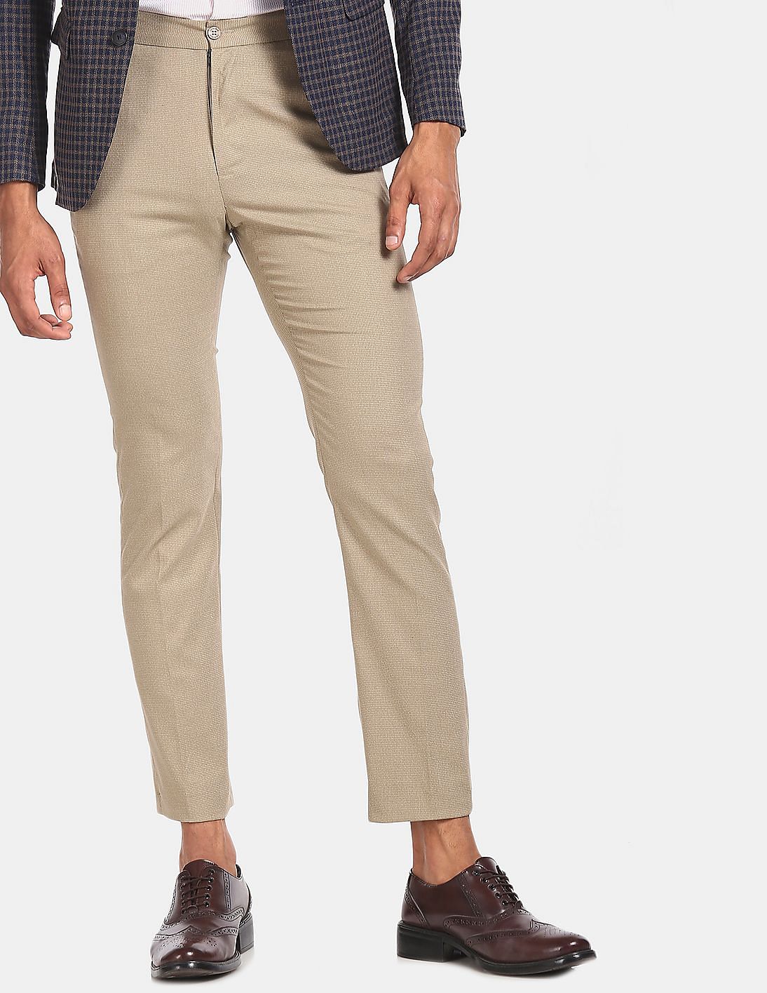 Buy Excalibur Men Khaki Mid Rise Solid Formal Trousers  NNNOWcom