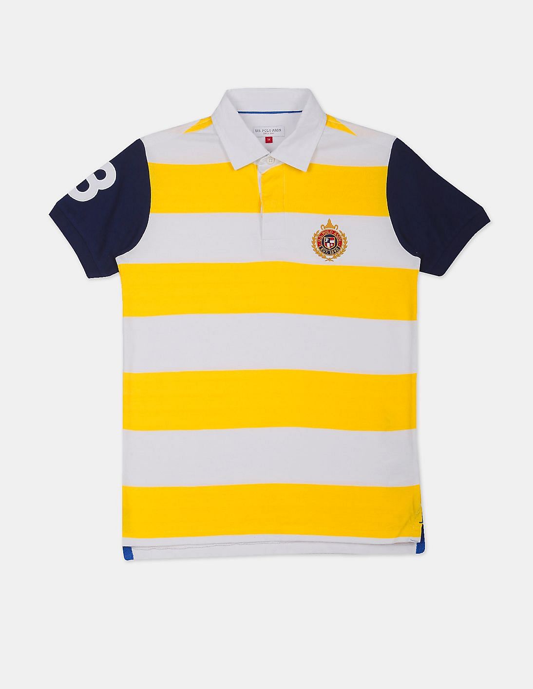 Buy U.S. Polo Assn. Kids Boys Yellow Short Sleeve Striped Colour Block ...
