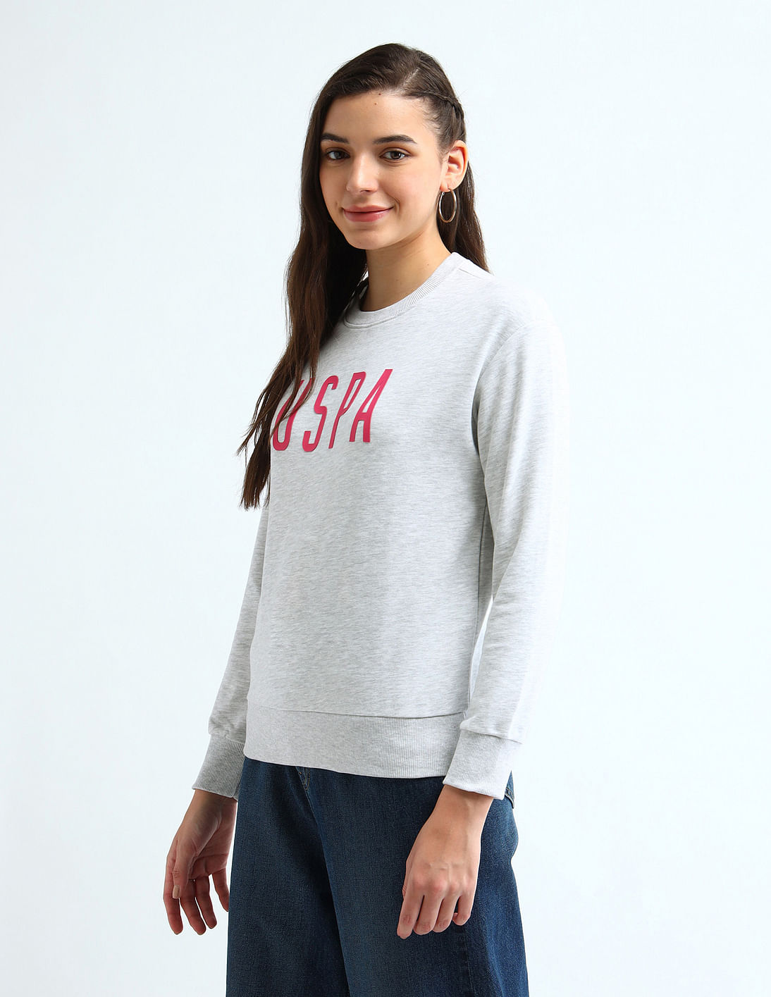 Buy U.S. Polo Assn. Women Drop Shoulder Hd Print Sweatshirt
