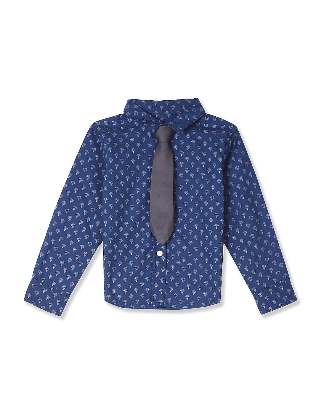 Donuts Blue Boys Printed Shirt With Tie 
