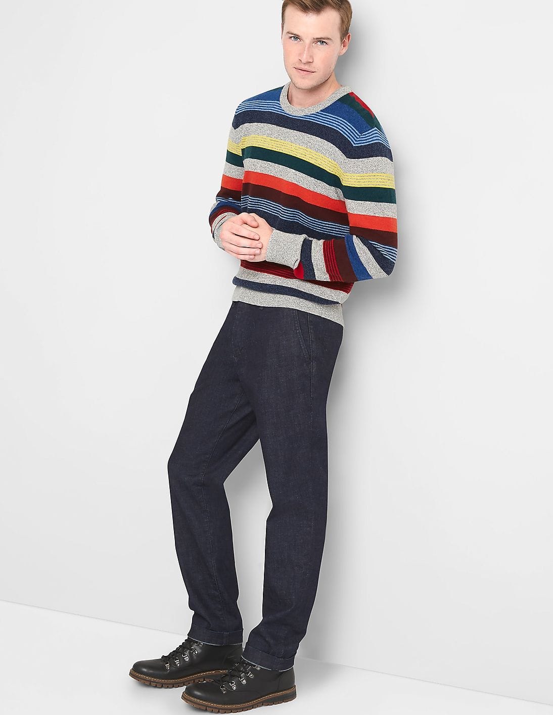 Buy GAP Men Men Multi Colour Merino Wool Blend Crazy Stripe Crew
