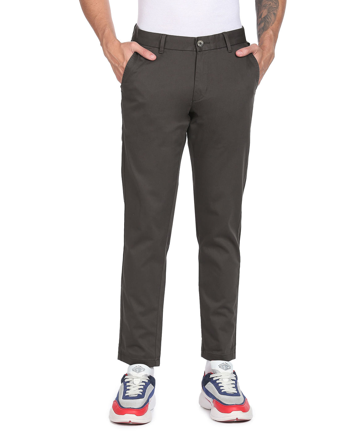 Buy Flying Machine Super Slim Fit Solid Trousers - NNNOW.com