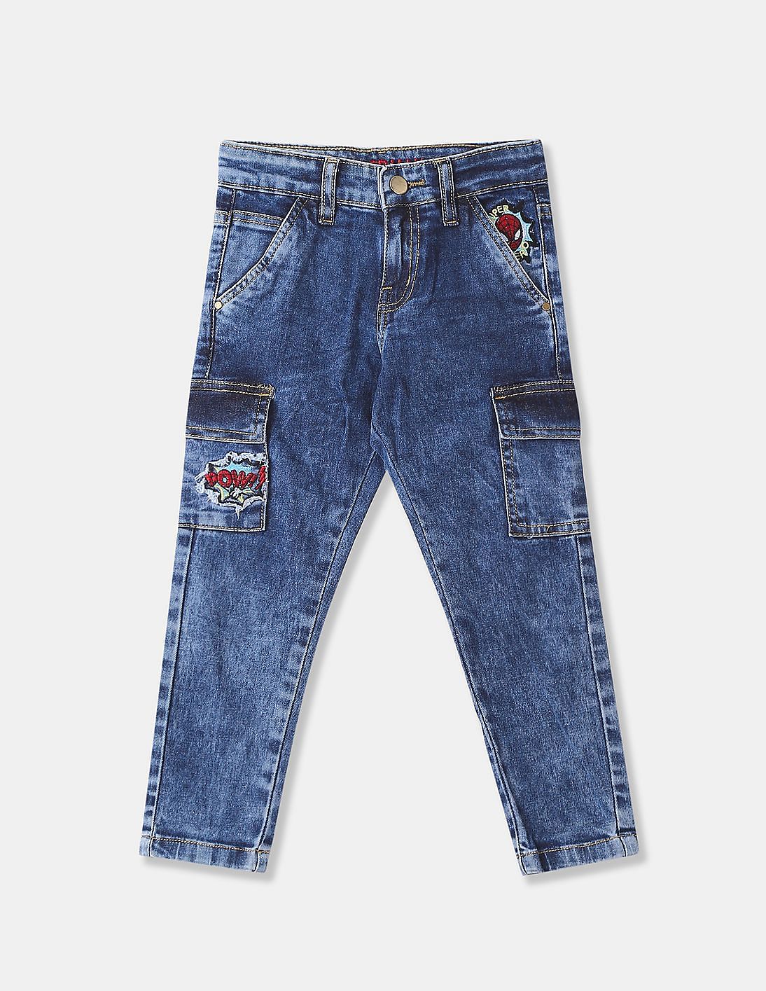 acid wash cargo jeans