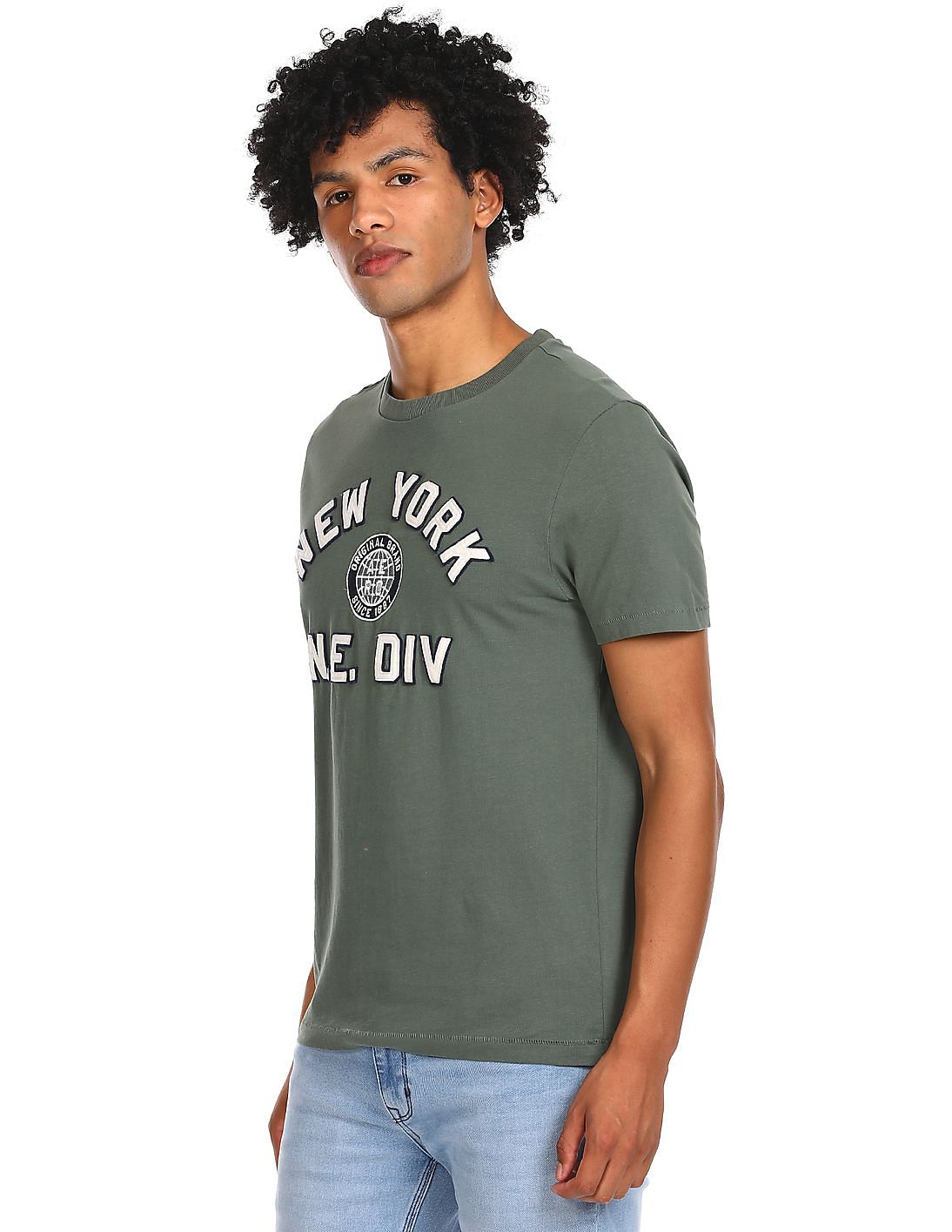 Buy AEROPOSTALE Men Light Green Crew Neck Appliqued Logo T-Shirt