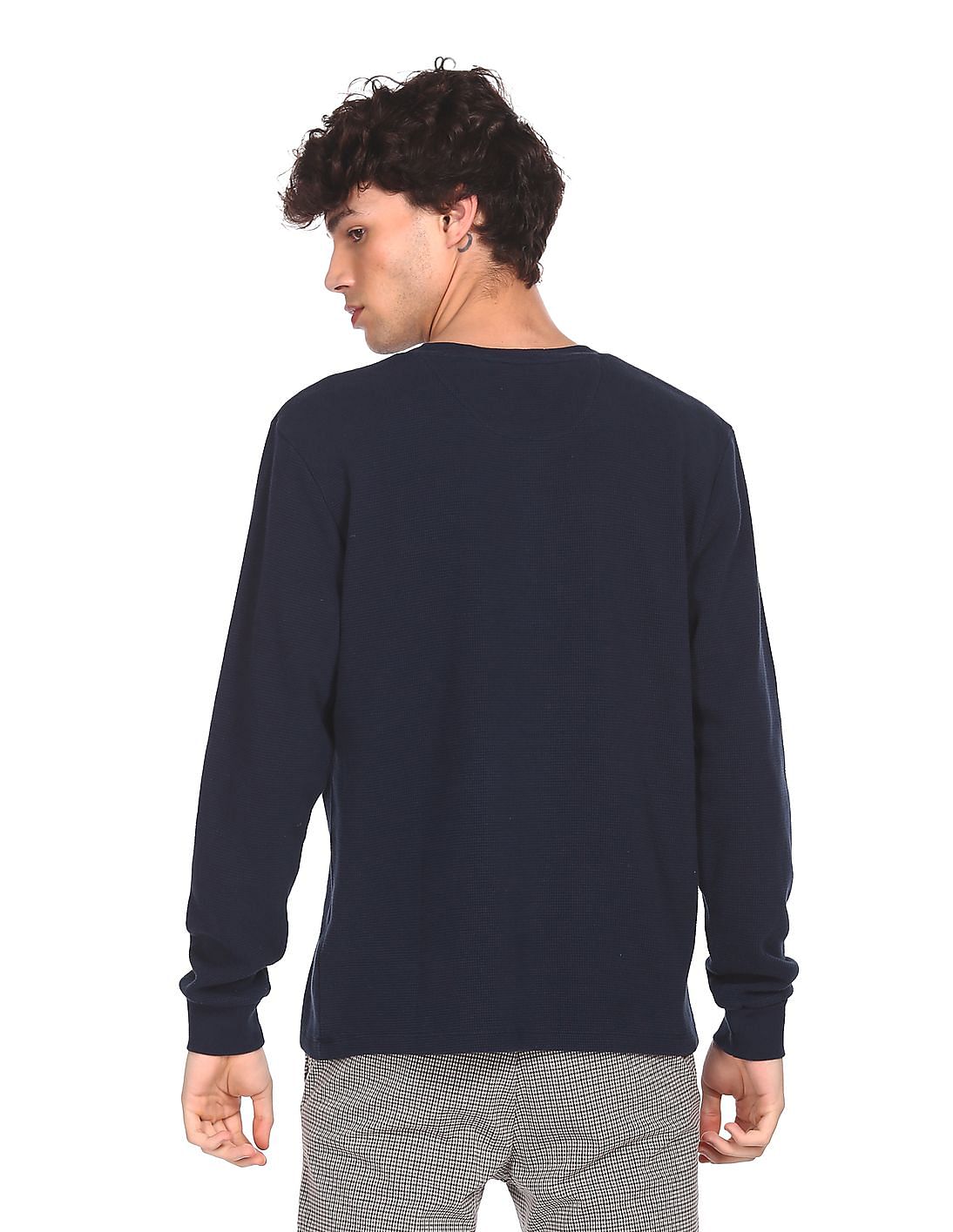 Buy Arrow Sports Long Sleeve Textured Henley T-Shirt - NNNOW.com