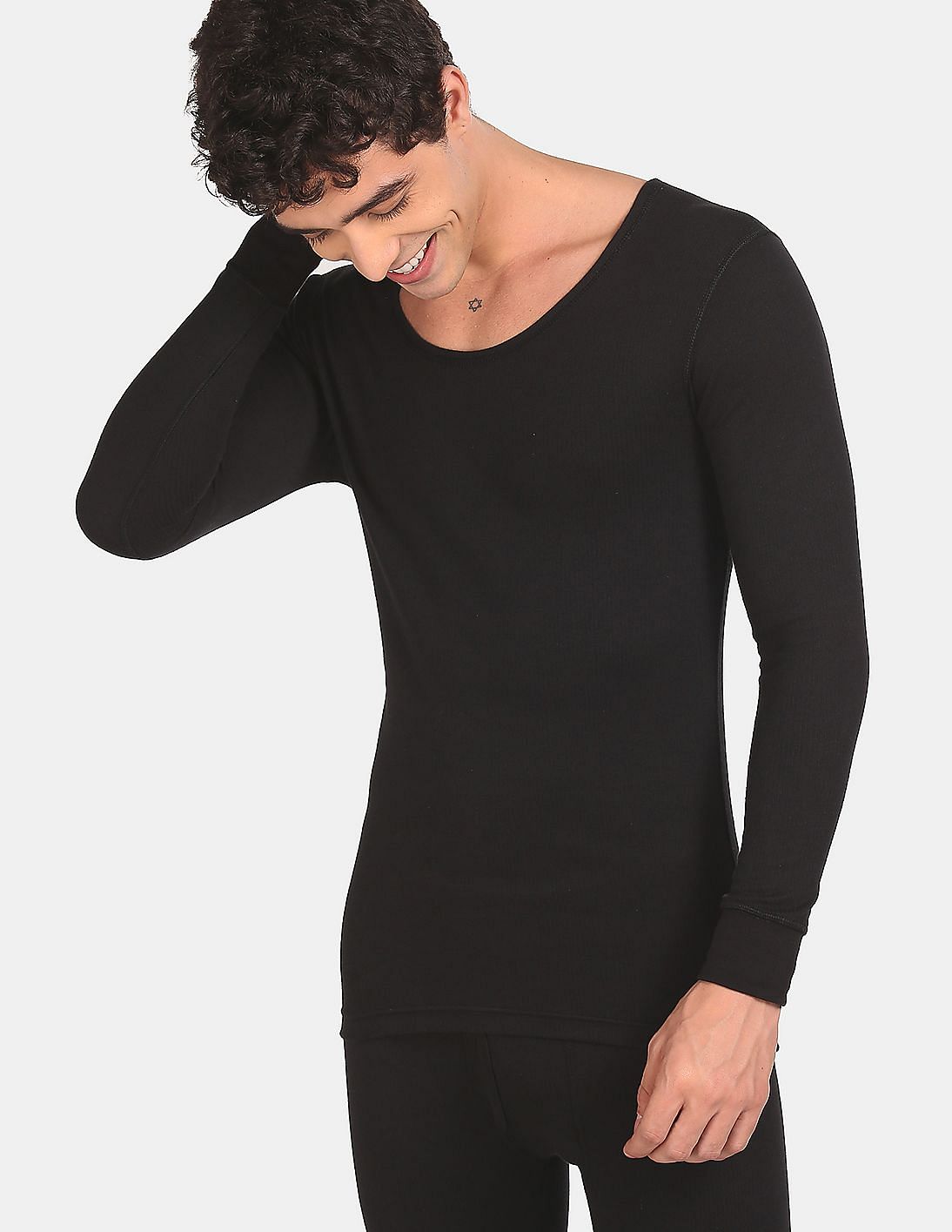 mens black thermal shirt