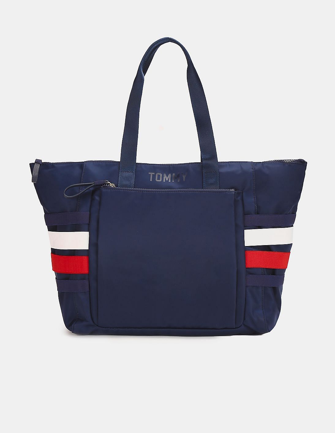 Buy Tommy Hilfiger Women Blue Contrast Side Panel Zip Top Tote Bag ...