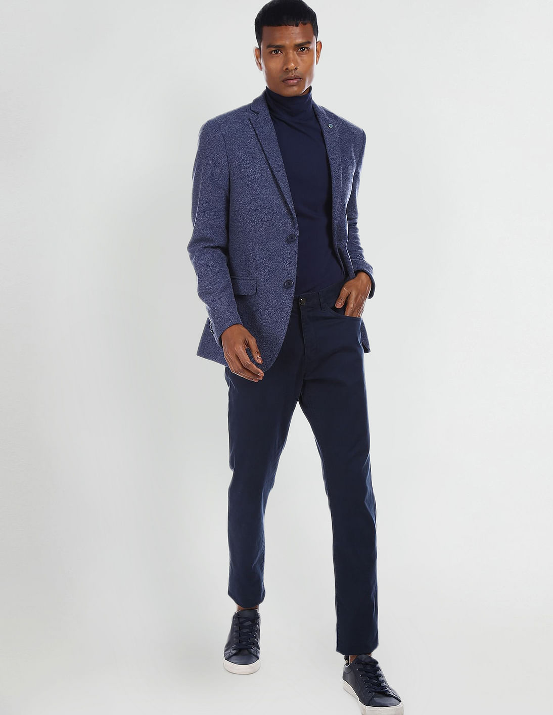 Buy Arrow Sports Notch Lapel Single Breasted Knit Blazer