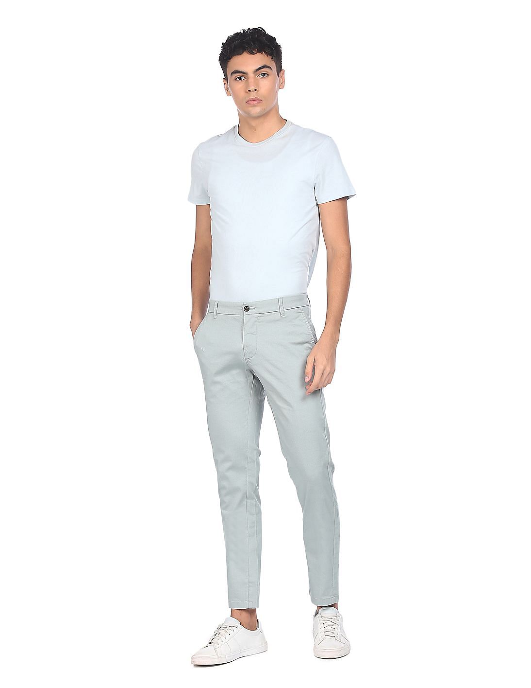 Buy Arrow Sports Mid Rise Solid Casual Trousers - NNNOW.com