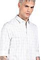 Calvin Klein Men White Spread Collar Check Casual Shirt