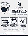 U.S. Polo Assn. Unisex Adults Black Triple Layer Anti Pollution Outdoor Reusable Airmesh Face Masks - Pack Of 2