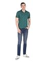 AD by Arvind Geometric Print Cotton Polo Shirt
