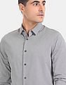 Calvin Klein Men Light Grey Slim Fit Dobby Casual Shirt