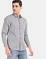 Calvin Klein Men Light Grey Slim Fit Dobby Casual Shirt