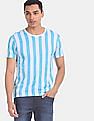 Aeropostale Blue And White Short Sleeve Vertical Stripe T-Shirt