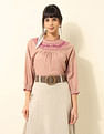 U.S. Polo Assn. Women Yoke Embroidered Frill Top