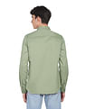 Flying Machine Solid Spread Collar Cotton Shirt