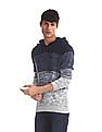 Aeropostale Blue Knit Pattern Hooded Sweater