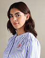 U.S. Polo Assn. Women Vertical Stripe Oxford Shirt