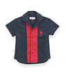 U.S. Polo Assn. Kids Boys Notch Collar Colour Block Shirt