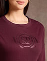 U.S. Polo Assn. Women Drop Shoulder Satin Flock T-Shirt