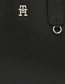 Tommy Hilfiger Solid Black Pu Handbags