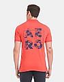 Aeropostale Men Red Brand Print Pique Polo Shirt