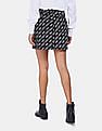 Calvin Klein Women Black Brand Print Denim Mini Skirt