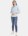 U.S. Polo Assn. Women Roll Up Sleeve Spread Collar Embroidered Shirt