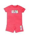 U.S. Polo Assn. Kids Boys Red Printed Cotton Set