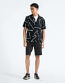 Flying Machine Cuban Collar Printed Holiday Shirt