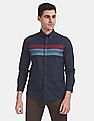 Arrow Sports Chest Stripe Button Down Collar Cotton Casual Shirt
