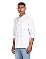 Flying Machine Cotton Linen Solid Casual Shirt
