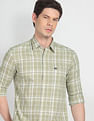 Arrow Sports Point Collar Plaid Check Casual Shirt