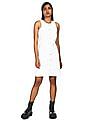 Calvin Klein Women White Button Down Sleeveless Shift Dress