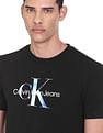 Calvin Klein Men Black Crew Neck Brand Print Cotton T-Shirt