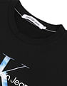 Calvin Klein Men Black Crew Neck Brand Print Cotton T-Shirt