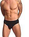 Calvin Klein Underwear Men Black Solid Elasticized Brand Waist Briefs