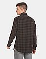 Tommy Hilfiger Men Black Allover Satin Windowpane Check Formal Shirt