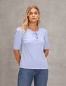 U.S. Polo Assn. Women Puff Sleeve Criss Cross Neckline Top