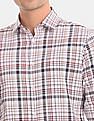 Calvin Klein Men White Slim Fit Check Casual Shirt