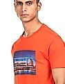 Aeropostale Men Orange Round Neck Graphic Print T-Shirt