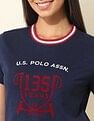 U.S. Polo Assn. Women Regular Fit Brand Printed T-Shirt