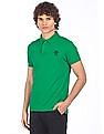U.S. Polo Assn. Men Green Solid Short Sleeves Polo T-shirt