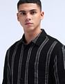 Flying Machine Vertical Striped Cotton Shirt