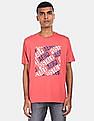 Aeropostale Men Coral Pink Crew Neck Cotton Graphic Print T-Shirt