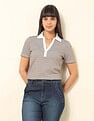 U.S. Polo Assn. Women Boxy Fit Chevron Printed Polo Shirt