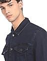 Aeropostale Men Navy Spread Collar Dark Washed Jacket